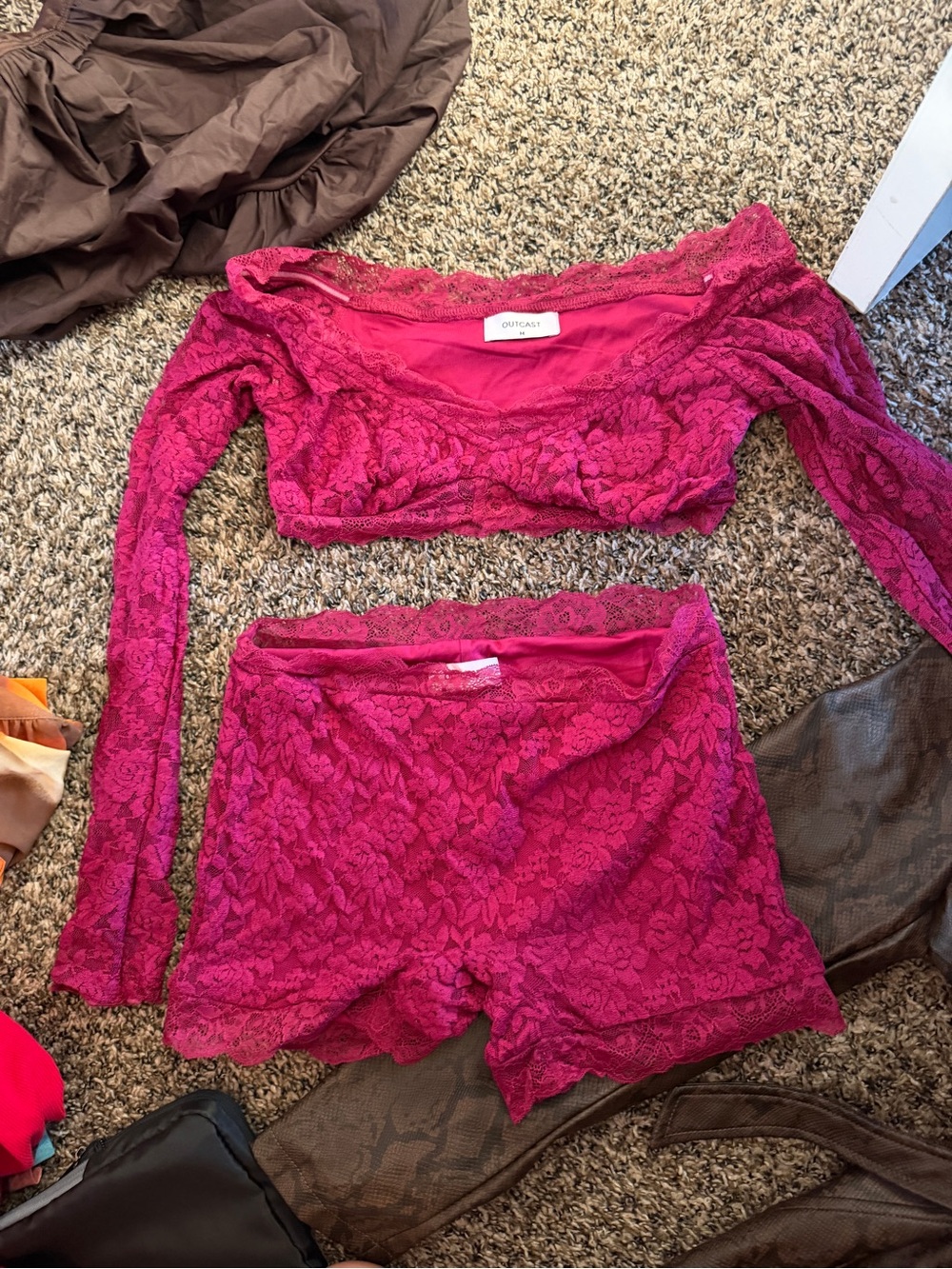 Lace Mini Skirt in Deep Wine - Women’s Sexy Mini - Picture 3 of 4